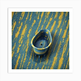 Blue And Yellow Bathtub Art Print