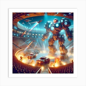 Giant Robot In A Stadium 1 Art Print