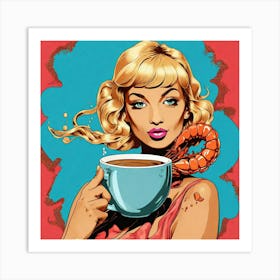 Girl With A Cup Of Coffee Art Print