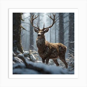 Deer In The Woods 39 Art Print