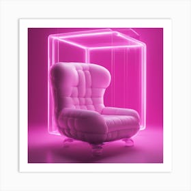 Furniture Design, Tall Armchair, Inflatable, Fluorescent Viva Magenta Inside, Transparent, Concept P (1) Art Print