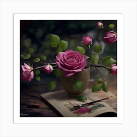 Roses In A Vase 4 Art Print