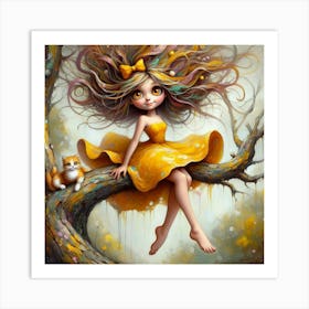 Little Girl In Yellow Dress 3 Art Print