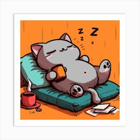 Sleepy Cat Art Print