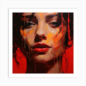 Woman With Red Lipstick Art Print