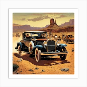 Antique Car Automobile Vehicle Retro Classic Desert Art Print