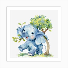 Watercolor Baby Elephant Art Print