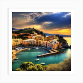 Sunset In Cinque Terre Art Print