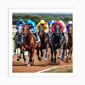 Jockeys Racing Horses 17 Art Print