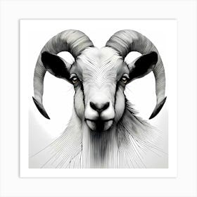 Goat Head - Abstract Line Art Illustration 205 Art Print