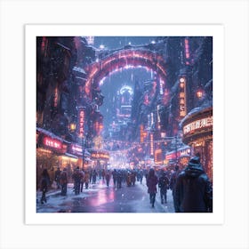 City In The Snow Art Print