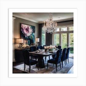 700563 Elegant Dining Room With Crystal Chandelier, Dark Xl 1024 V1 0 Art Print