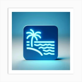 Palm Tree In The Sea Art Print