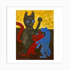 Cat Fight 1 Art Print