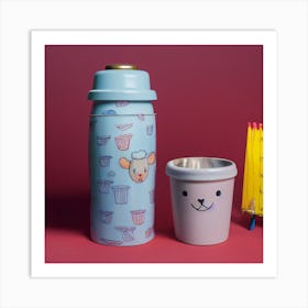 Water Bottle And Cup Art Print