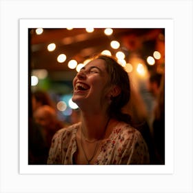 Laughing Woman At A Bar Art Print