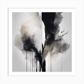 Abstract Minimalist Painting That Represents Duality, Mix Between Watercolor And Oil Paint, In Shade (29) Art Print