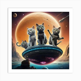 Animated Images Of Cats Having Fun In On Alien Planet 1 Art Print