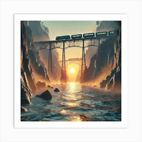 Train Crossing The River Art Print