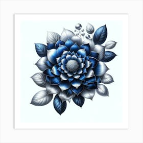 Blue Dahlia Art Print