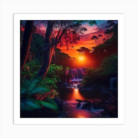 Sunset In The Jungle 1 Art Print