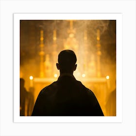 Silhouette Of A Priest Art Print