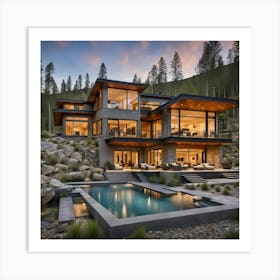 Modern Home In The Mountains Art Print