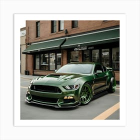 A Green Ford Mustang With Full Body Kit 2 Art Print