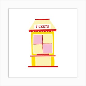 Battenberg Ticket Booth, Fun Circus Animal, Cake, Biscuit, Sweet Treat Print, Square Art Print