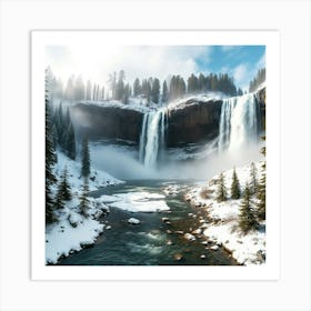 Waterfall In Winter 1 Art Print