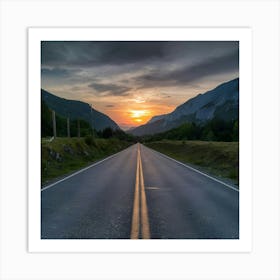 Road At Sunset Art Print