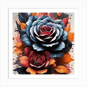 Roses And Leaves Art Print