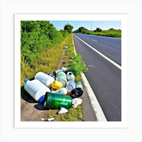 Roadside Rubbish Litter Trash Debris Pollution Garbage Waste Environment Pollution Environ (12) Art Print