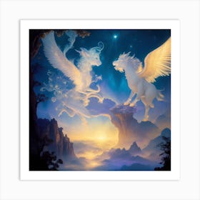 Eagle And Unicorn Art Print