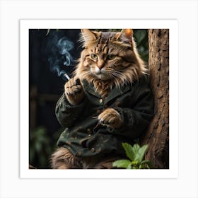 Cat Smoking A Cigarette Art Print