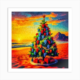 Christmas Tree On The Beach Art Print