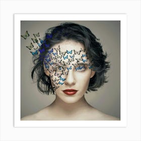 Butterflies On The Face Art Print