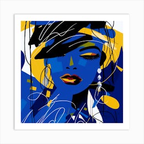 Blue Hat 3 Art Print