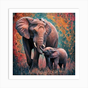 Elephants In The Wild Art Print