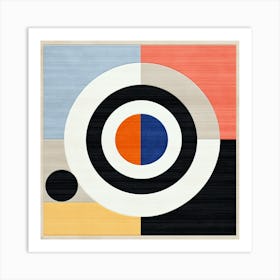 Timeless Travail: Mid Century Geometric Exploration, Squares and Circles Art Print