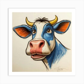 Cow Drawing 17 Art Print