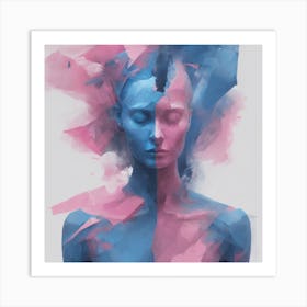 Deconstructed Blue And Pink Figure 4 Art Print