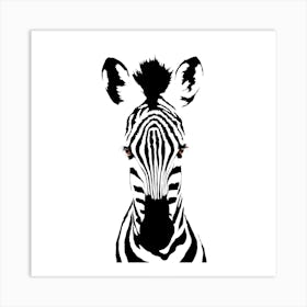 Brown Eyed Zebra White Series Square Art Print