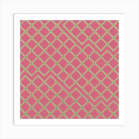 Pink And Gold Checkered Pattern, A Seamless Pattern, Flat Art, 156 Art Print