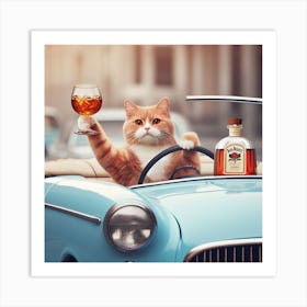 Cat In A Car 3 Art Print