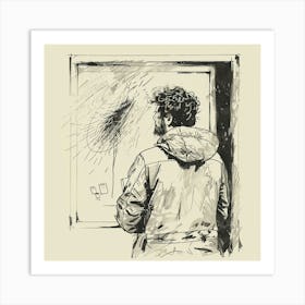 Man Looking Out A Window 1 Art Print