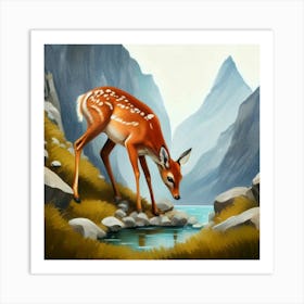 Deer In The Mountains Art Print