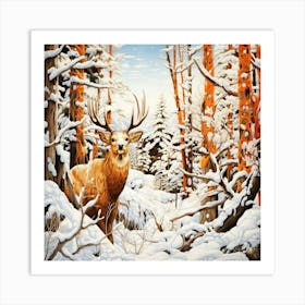 Woodlands Trail - Deer In Canada Art Print