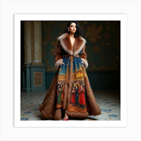 Woman In A Fur Coat Art Print