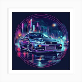 Neon Nissan Gtr Art Print